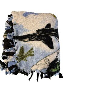 Handmade Fleece Tie Blanket ~ Military Jets Army Air Force Throw 47"x57"~L2 04